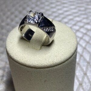 925 Sterling Silver Women’s Ring FAC Large CZ Stone Size 5